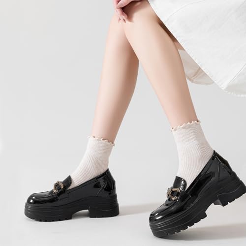 Image of Mcool Mary Womens Ruffle Socks, Cute Ankle Winter Warm Knit Cotton Frilly Sock 6 Pack