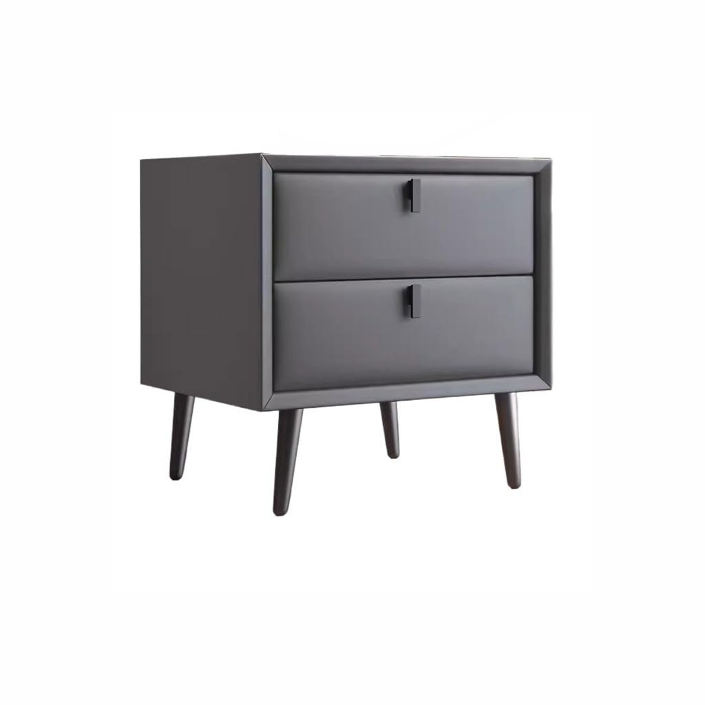 BHGFYXBS Side Tables Bedroom Modern Simple Solid Wood Bedroom Bedside Cabinet Leather Stylish Minimalist Iron Bedside Cabinet Bedside Tables,E-45X40X48CM
