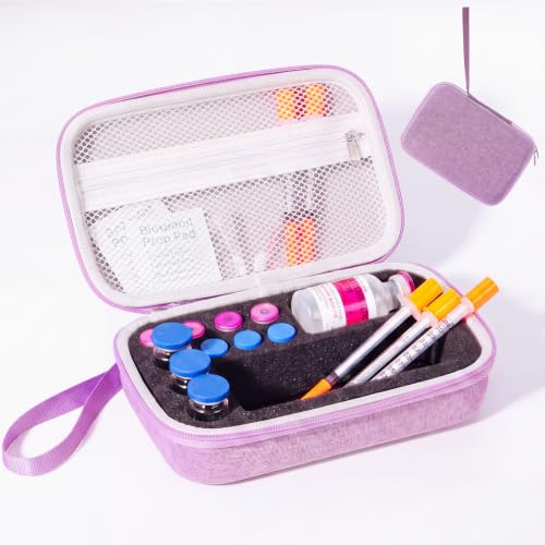 Peptide Case for Fridge & Travel, EVA Vial Storage Case for GLP-1, Insulin & BAC Water, Custom Slots (7x3ml+3x10ml+1x30ml), Organizer Bag for Diabetics Daily Use (Purple)