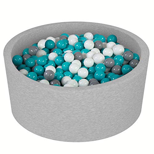Vivisence Piscina De Bolas para Niños + 300 Bolas Hecho En La UE 90X40, Gris Claro,90X40cm/300 Bolas