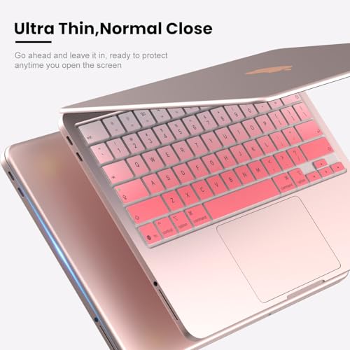 Image of Keyboard Cover Skin Compatible with MacBook Neo 13 inch with A18 Pro chip A3404 Touch ID, 2026 Apple MacBook Neo 13 Keyboard Protector - Gradual Pink