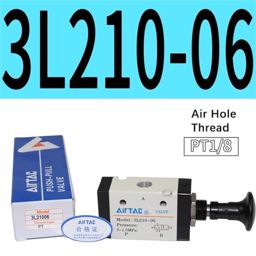 Électrovanne 3L210-06 pneumatique push pull à commande manuelle
