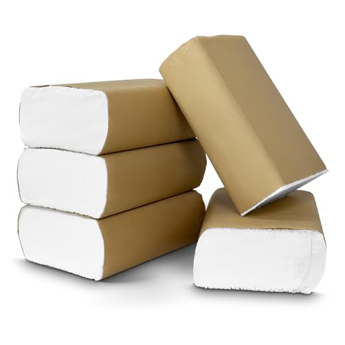 Pack of 1000 (5 Packs 200 Per/Pack) 1Ply Z-Fold Hand Paper Towels Sheets White 210mm x 210mm. Dispenser Compatible | Ideal for Kitchen Catering Bathroom Restroom