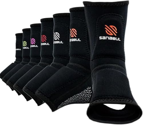 Sanabul Essential Striking Gel Muay Thai Ankle Support for Men & Women, Ankle Guard Foot Wraps Sleeve for MMA Kickboxing Martial Arts, 1 Pair, Orange S/M