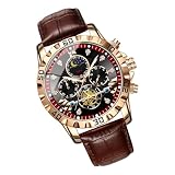 Générique Orologio da polso professionale impermeabile, orologio analogico luminoso con luna, cinturino in pelle PU | elegante orologio per escursionismo, sport, alpinismo, lavoro, marrone, Se référer