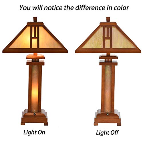 Bieye L10796 Mission Tiffany Style Stained Glass Table Lamp with Wooden Base, 26 inches Tall by Bieye - Image 4