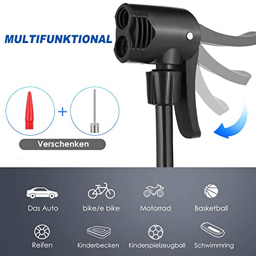 Speedrid Mini Bicycle Pump Portable Bike Floor Pump Bike Tire Pump Compact Hand Foot Activated Bike Pump With Presta Schrader Dunlop Valves Extra Valve And Gas Needle For Bike Balls (Gray) #TOP1