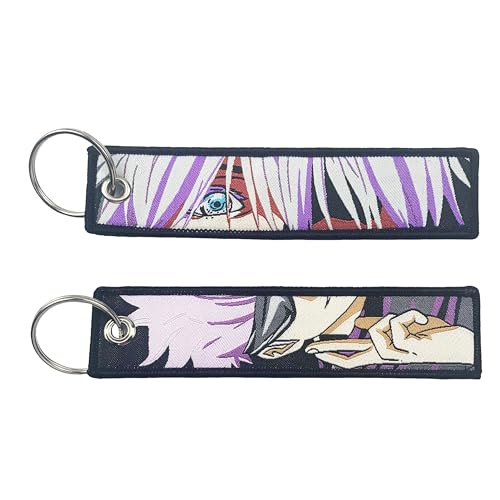 Image of Gearcatweel 1 Pack Anime Keychain Tag Jet Tag Key Chain Cartoon Embroidered with Key Ring for Motorcycles Car Accessories