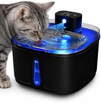 Fontaine Ă Eau pour Chat sans Fil 3,2L, Batterie Rechargeable 400...