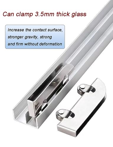 Kit de riel para puerta corredera de cristal, riel guía de aluminio de doble canal para un funcionamiento silencioso, evita el óxido, ideal para vitrinas y armarios