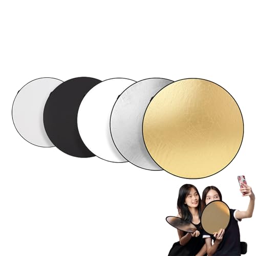 5 en 1 Réflecteur, 24inch/60cm Reflecteur Lumiere Photo, Pliable Reflecteur Lumiere, Réflecteur De Lumière, Panneau Réflecteur Photo Pliable Multi-Disques,pour Portrait,Selfie,Photographie De Mariage