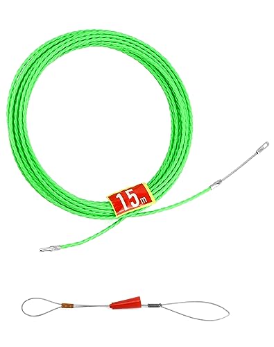 QWORK® 15M Kabeleinzug Einziehhilfen, Wanddrahtfädler, Breite 4,5 mm für Kabelverlegung, Kommunikationskabel, Elektrikerwerkzeuge