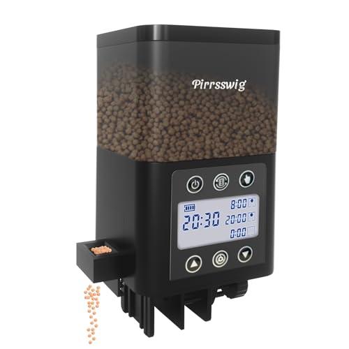 Image of Automatic Fish Feeder for Aquarium - 320ml Timer, Moisture-Proof, LCD Display | Precision Auto Feeder for Vacation Fish Tanks, Battery Included | Unique Mechanical Design