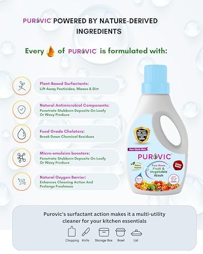 Image of Pure Rinse Fruit & Vegetable Wash Combo | Natural & Safe Produce Cleaner | Removes Pesticides, Wax, Dirt, Germs & Chemical Residue | Food-Grade -500ml (Pack of 2)