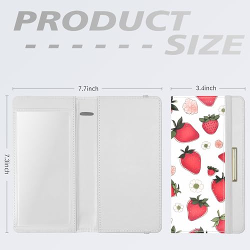 Image of Printed Checkbook Cover, RFID Blocking Checkbook, Stylish, Lightweight, Slim Durable, Multi-Functional Checkbook Holder for Personal and Business Checks (Strawberry)