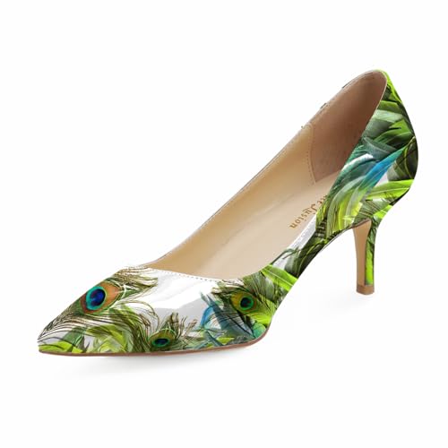 Image of Reindee Lusion Womens Low Kitten Comfortable High Heels Music Note Printed Closed Toe Sexy Pumps Shoes