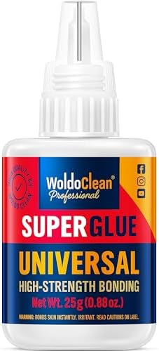 WoldoClean Super Glue All-Purpose Liquid 25g - Fast Drying Clear CA Adhesive for Metal, Plastic, Wood, Ceramic, Glass & DIY Repairs