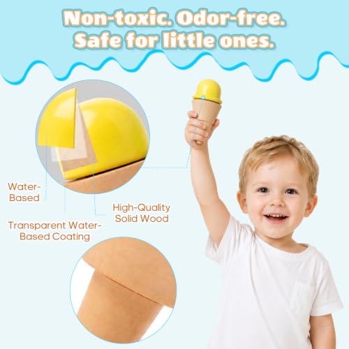 BROWNROOT Wooden Ice Cream Cart, Pull Along Pretend Play Toy for Kids by BROWNROOT - Used condition - Image 7