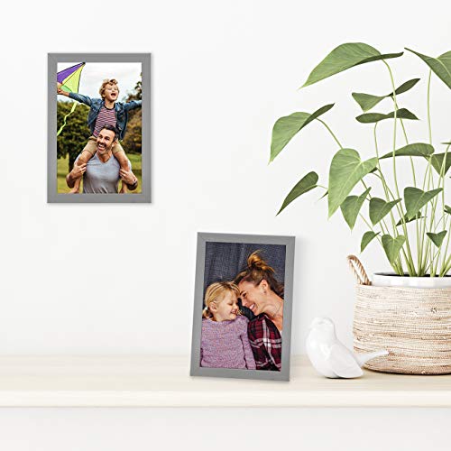 Americanflat 4x6 Picture Frame with Shatter-Resistant Glass - Streamline Collection - Thin Border Photo Frame for Tabletop and Wall Display - Hanging Hardware and Easel Stand Included - Silver