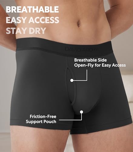 DAVID ARCHY Men's Trunks Underwear Modal Support Pouch with Fly Ultra Soft Breathable Men's Underwear 4 Pack3