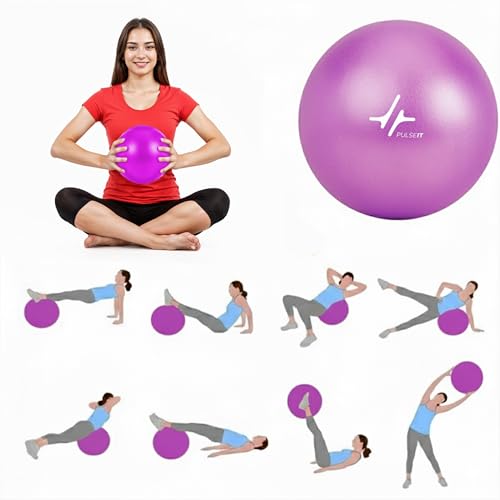 Image of PulseITOrbit Yoga Ball 25cm for Exercise, Balance & Core Strength | Anti-Burst Mini Pilates Ball for Home Workout, Yoga, Stability Training & Physical Therapy | Inflatable Soft Gym Ball (Purple)