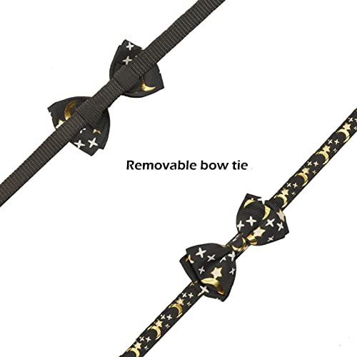 Image of Bowtie Cat Collars Breakaway with Bell, Adjustable Cute Kitty Collars Safety Buckle Kitten Collar for Cat Puppy 7.5-11in (Black Moon)