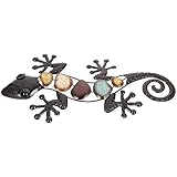 Warmhm Décor De Lézard En Fer Forgé 3D Art Mural De Lézard En Métal Décoratif Sculpture Murale D'animal D'inspiration Pour Décor De Pelouse De Jardin Extérieur