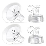 2 Packs 19mm Flange Set, Updated Soft Rim Shield and Wide Mouth Base Connector Pump Parts for Spectra S2 Spectra S1 9 Plus Breastpumps Accessories, 106 Degree Wider Opening Angel
