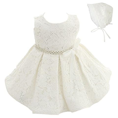 Meiqiduo Baby Girls 3Pcs Set Christening Baptism Wedding Formal Dress - off-white - 6-12 months Cover