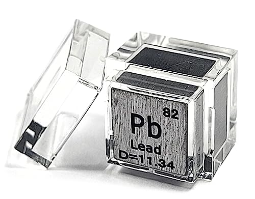 0.39" 10mm Lead Plumbum Metal Cube Pb up to 99.9% Pure Periodic Table Element Engraved Density Collection Science Education Display Block Cube + Acrylic Case Box - 1PC