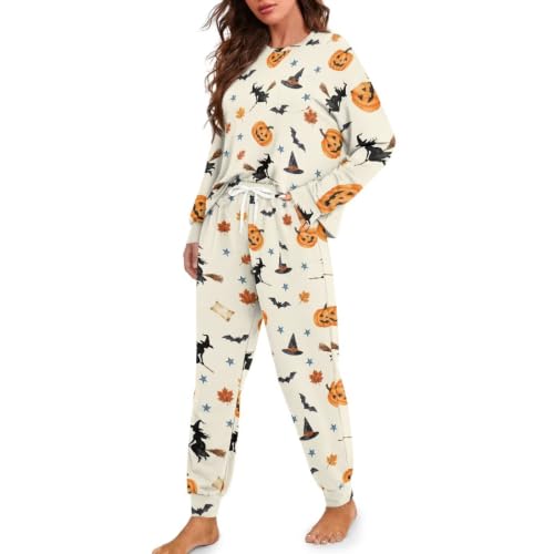 Image of Women's Pajamas Set Soft 2 Piece Loungewear Long Sleeve Pj Set Matching Sleepwear with Pockets for Women Plus Size