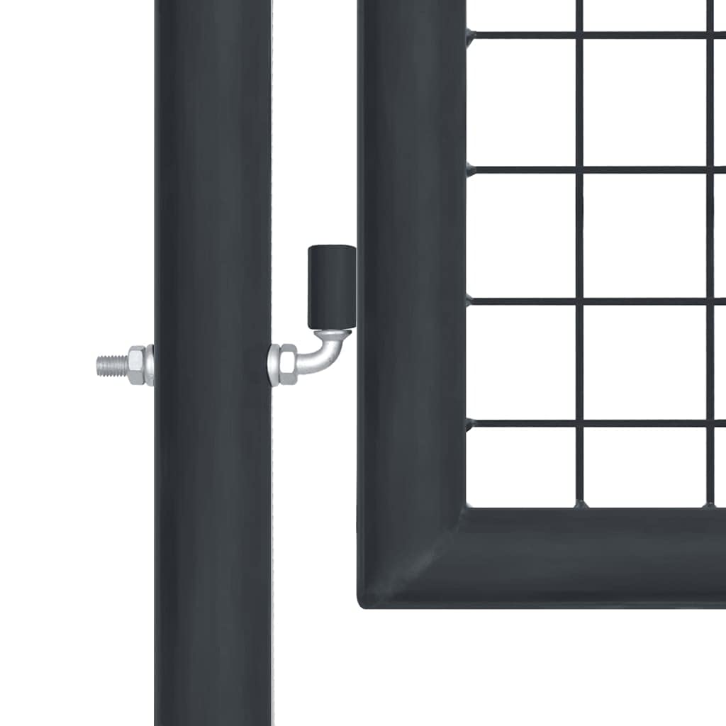 Brama ogrodowa z siateczki, ocynkowana stal, podwójna brama skrzydłowa, brama ogrodowa, brama ogrodzeniowa, brama ogrodowa, brama z siatki ocynkowanej, 400 x 125 cm, szara
