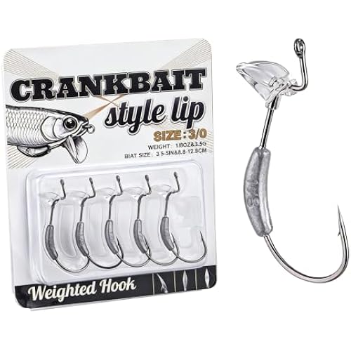 Weighted Fishing Hooks Withlip Plate, Bass Crankbait Style Swim Bait Hooks, Pairs Perfectly with Segmented Swim Baitsand Forked-Tail Soft Plasties for Enhanced Swimming Action