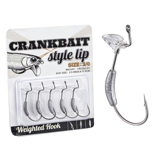 Weighted Fishing Hooks Withlip Plate，Bass Crankbait Style Swim Bait Hooks，Pairs Perfectly with Segmented Swim Baitsand Forked-Tail Soft Plasties for E