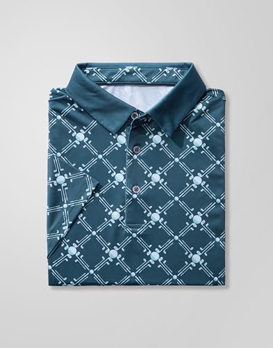 Image of Obla Mens Golf Polo Shirts Short Sleeve Dry Fit Performance Moisture Wicking Casual Print Collared Golf Shirts for Men