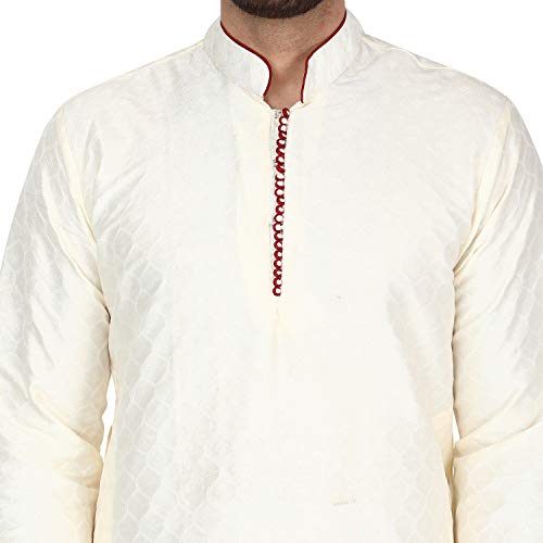 Image of SKAVIJ Men's Art Silk Woven Design Kurta Pajama Set Festive Jacquard 2-Piece Ethnic Dress