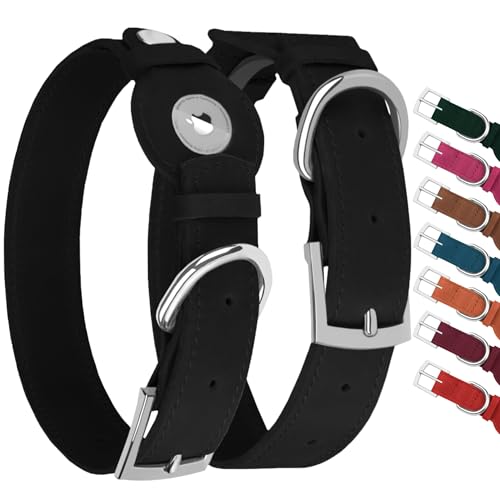 Airtag�z���_�[�t�����U�[�h�b�O�J���[ - Apple Air Tag �h�b�O�J���[ - �\�t�g �g���b�L���O GPS �y�b�g��� ���^ �� �� �� �u���[�h�p�s�[�p (�u���b�N�AM�A30.5 cm-38.1 cm �l�b�N�t�B�b�g)