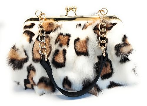Image of Luxurious Fashion Natural Fox Fur with Hair Handbag for Women and Ladies