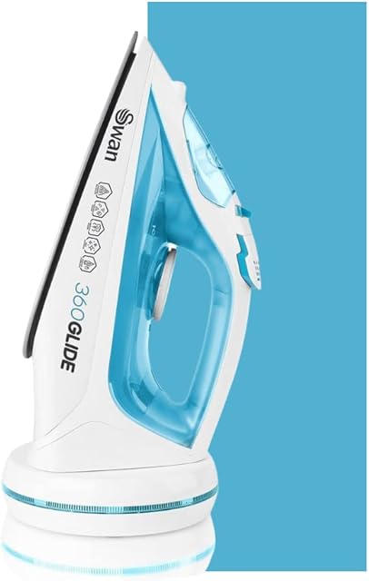 Swan 2-in-1 Cord or Cordless Steam Press Iron, Rechargeable, Non-Stick Ceramic Soleplate, Steam Boost, Self-Cleaning, SI16410N, 2800 W, Blue