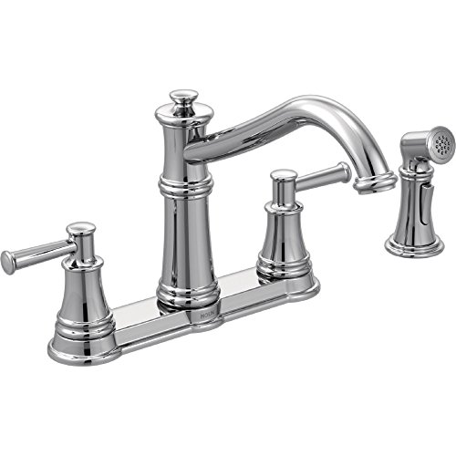 Moen 7255C Belfield Traditional Two Handle High Arc Kitchen Faucet with Side Spray, Chrome