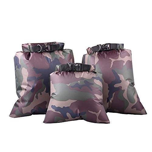 Paquet de 3 Sac étanche 3L / 5L / 8L Kayak en Plein air à la dérive en plongée Léger en Caoutchouc Sac de Rangement étanche Sac de Camouflage Militaire Couleur Cover