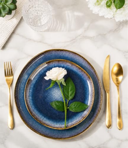 Image of AmorArc Ceramic Dinnerware Sets for 6, 18Pcs Plates and Bowls Sets Dishes | Stoneware Handmade Reactive Glaze Dinner Set, Highly Scratch Resistant | Dishwasher & Microwave Safe Dishware
