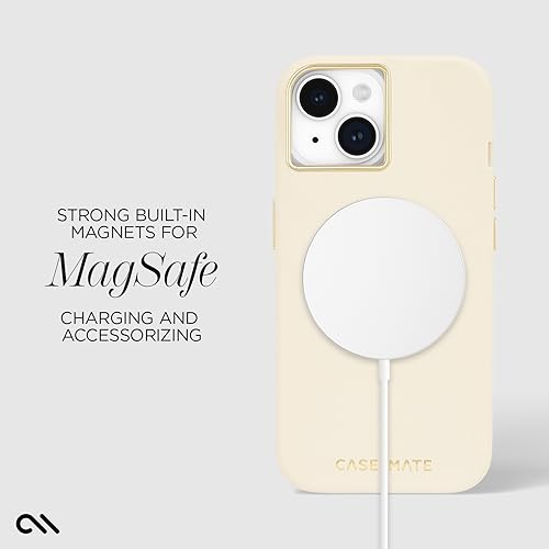 Coque silicone iPhone 15 MagSafe Case-Mate beige pour protection active