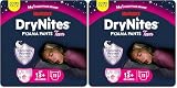 Huggies DryNites Pañales de Noche para Niña 13+ (48-60 kg), Clínicamente Probado con 5 Capas de Máxima Protección Nocturna, 11 Bragas Absorbentes (Paquete de 2)