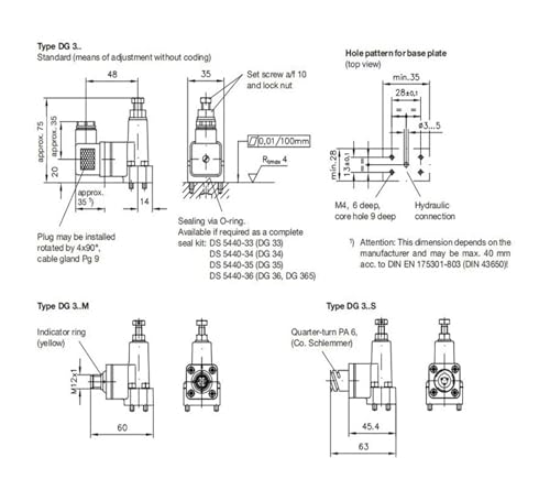 Interrupteur de commande pression hydraulique DG35 haute précision de commutation