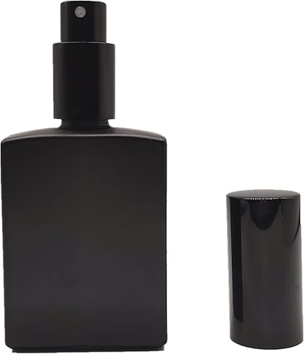Miniatura 3 de 8 botellas cuadradas de vidrio en aerosol, recipiente pequeño recargable de 1.7 onzas con niebla fina, botella de perfume (1.7 fl oz, negro mate)