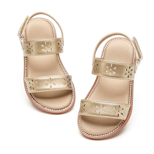 Image of PHIRAMIN Toddler Girl Sandals - Flower Girl Dress Shoes Open Toe Little Kid Flats