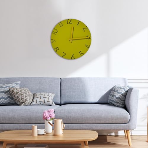 Horloge murale chiffres 3D lisible texture ciment silencieuse