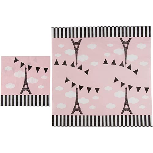 Parisian Party Bundle, Includes Plates, Napkins, Cups, And Cutlery (24 Guests,144 Pieces) #TOP4
