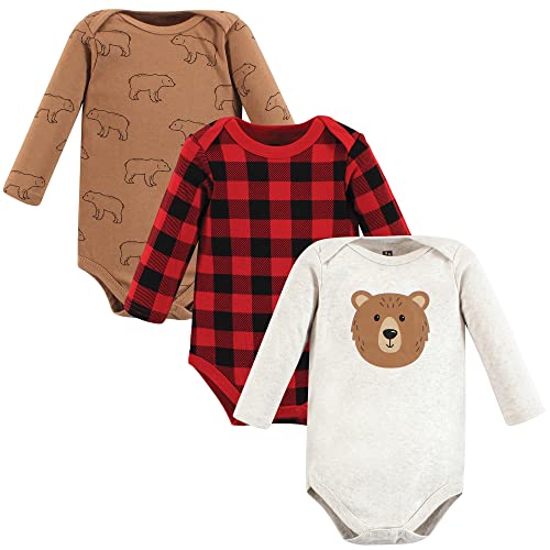 Image of Hudson Baby baby-boys Cotton Long-sleeve Bodysuits 3-pack